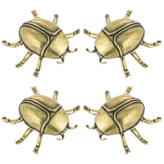 UPOUART 4Pcs Compact Brass Beetle Sculptures Vintage Steampunk Insect Decor for Bookshelf