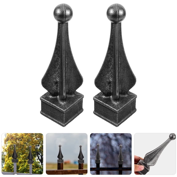 UPOUART 4Pcs Conical Cast Iron Fence Post Finials Black For Garden Patios Porches Mailbox Privacy Security