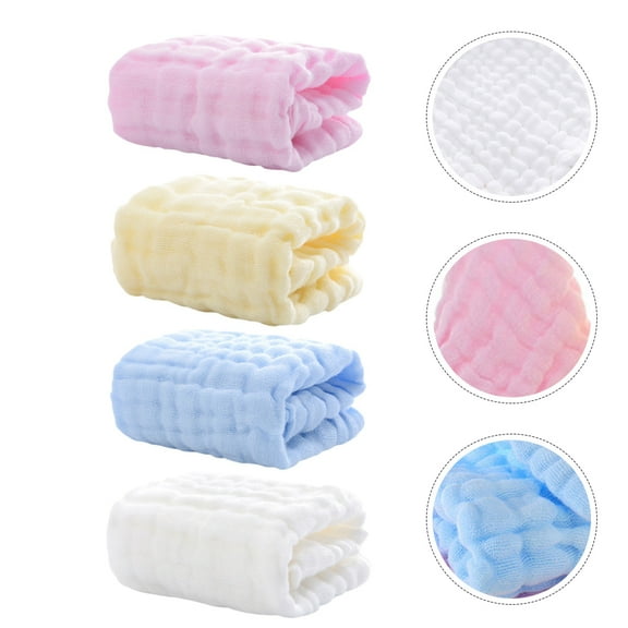UPOUART 4Pcs Cotton Square Face Towels Soft Breathable Washcloths for Delicate Skin Use