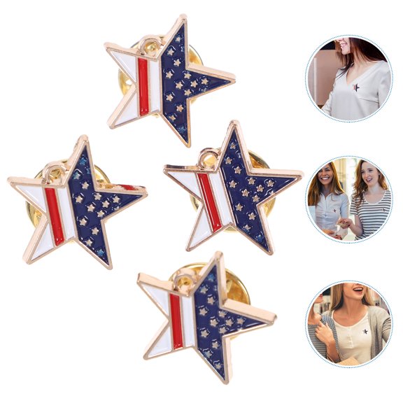 UPOUART 4-Pack Five-Pointed Star Brooch Pins, Stylish Costume Badge Accessories for Clothing and Bags