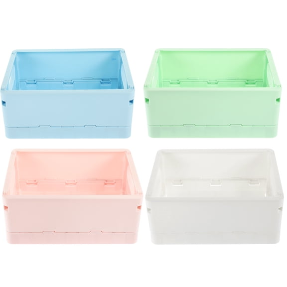 UPOUART 4-Pack Folding Plastic Storage Baskets Portable Desktop Organizers in Multiple Assorted Colors