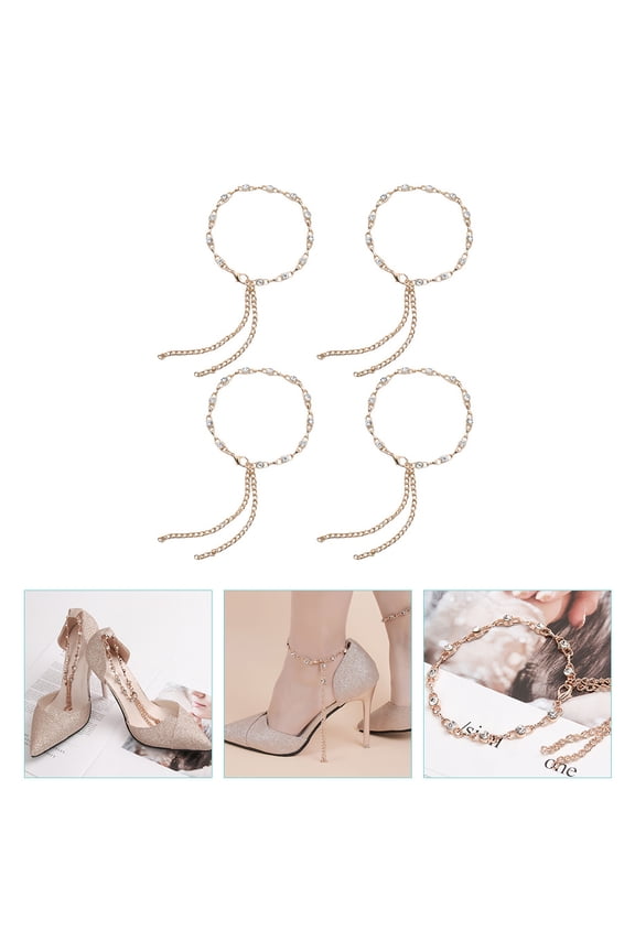 4Pcs Golden Crystal Shoe Chains for Heels Chic and Easy to Attach Decor