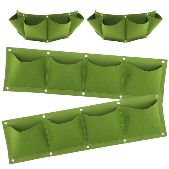 UPOUART 4Pcs Green Felt Planting Bags for Garden Fence Balcony with High Permeability