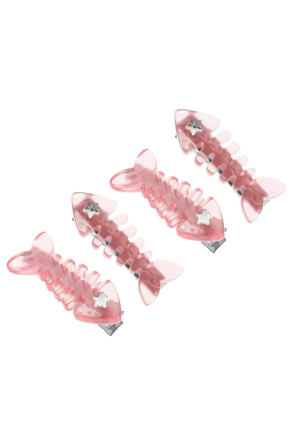 4Pcs Fish Bone Shape Hairpin for Teen Girls Hair Styling Accessories in Pink