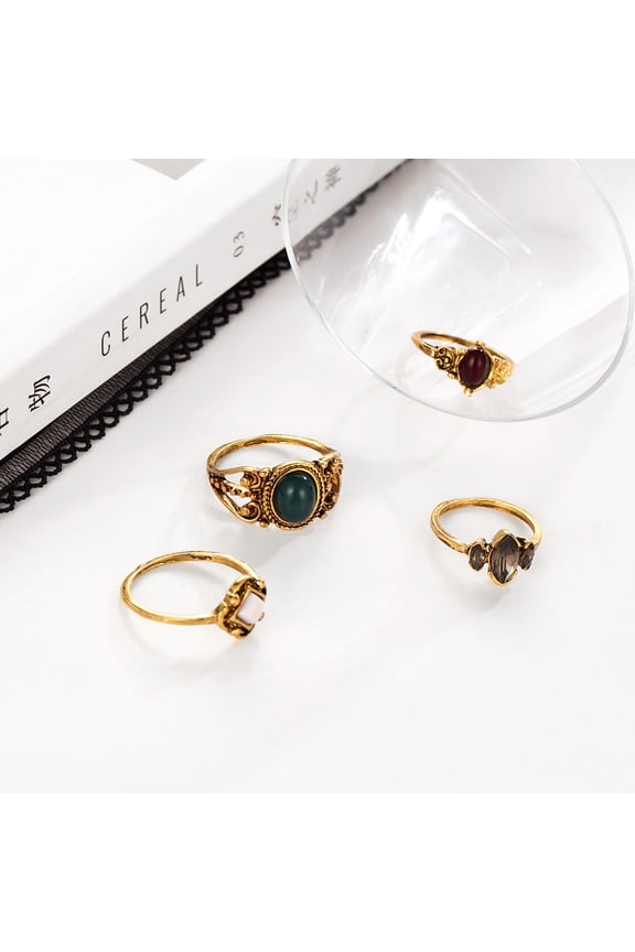 4Pcs Knuckle Rings Set with Refined Crafts Assorted Color Finger Rings for Decoration
