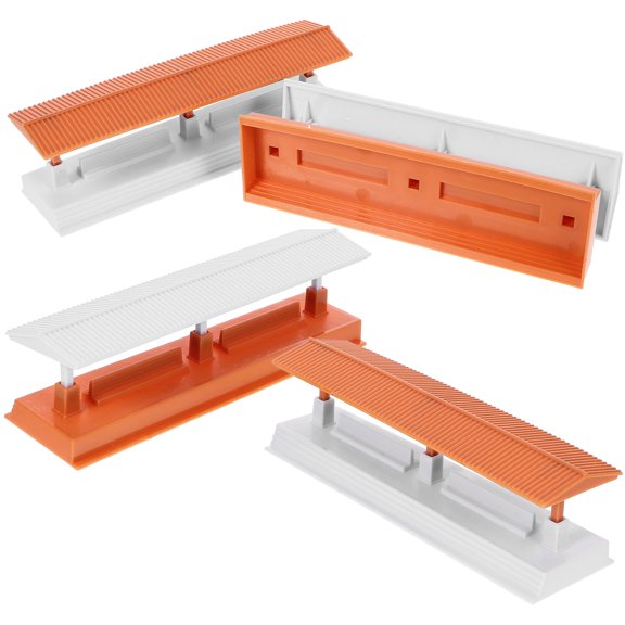 UPOUART 4Pcs Mini Bus Station Model Micro Landscape Railway Station ABS Material Hobbyists Lawn Landscape