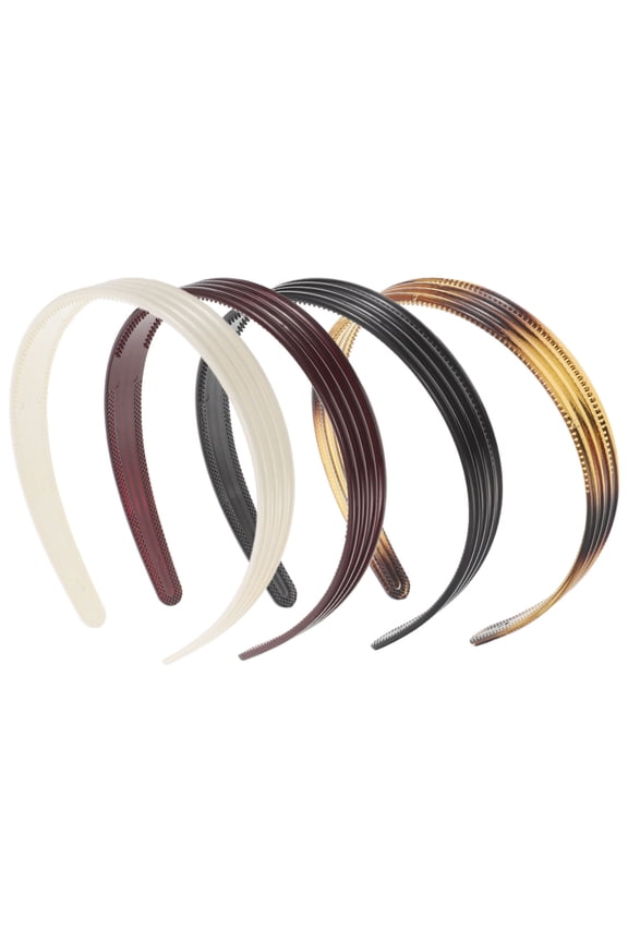 4Pcs Minimalist Striped Headbands Vintage Style Resin Hair Accessories in Classic Colors