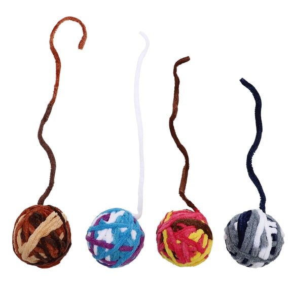 UPOUART 4-Pack Cat Yarn with Bells, Safe Cotton Pet Chew Toys for Cats and Small Pets