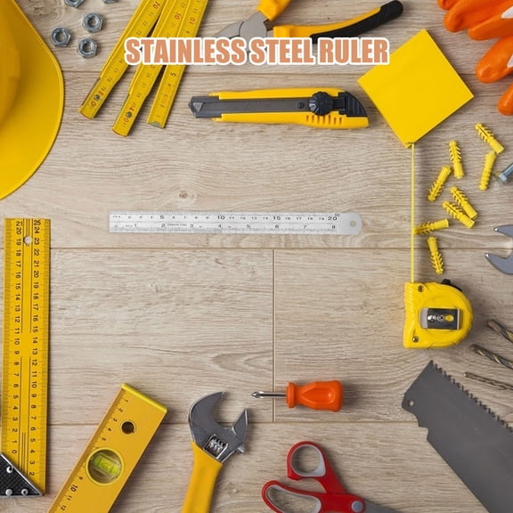 UPOUART 4Pcs Professional Stainless Steel Measurement Ruler Set with Double Side Metric and Inch Scales