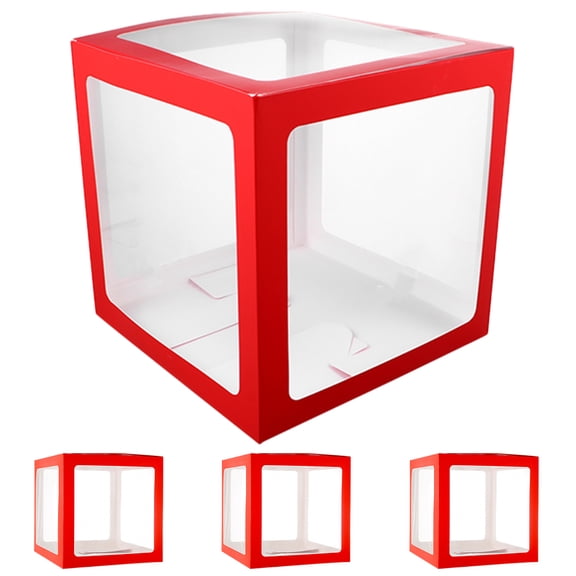 UPOUART 4Pcs Red Balloon Box Party Favor Holder for Wedding Birthday Event Decor
