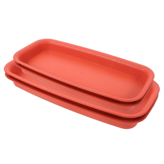 UPOUART 4-Pack Red Plastic Plant Saucers Rectangular Drip Trays for Indoor Pots and Decoration