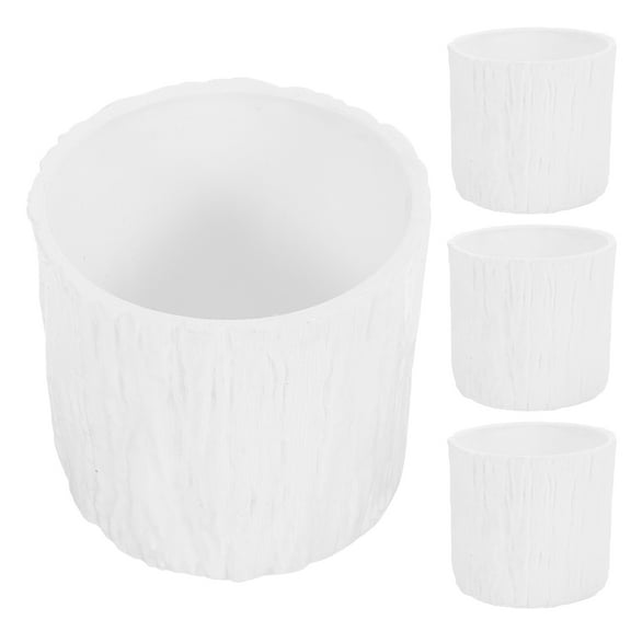 UPOUART 4Pcs Rustic Indoor Flower Pot Imitation Tree Stump Flower Pot for Home Decor and Office Use 11X9.5CM