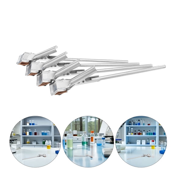 UPOUART 4Pcs Silver Lab Clamp Stand Iron Test Tube Holder Flask Support Clamp Chemistry Experiment Tool