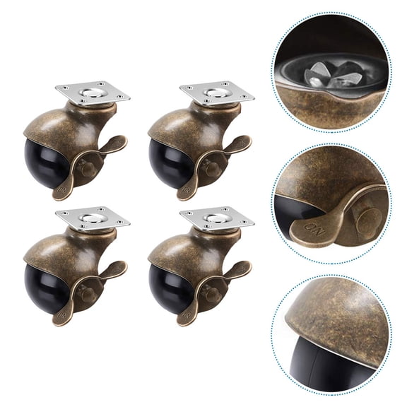 UPOUART 4-Pack Small Brass Furniture Caster Wheels with Retro Design, 360-Degree Smooth Swivel for Easy Mobility