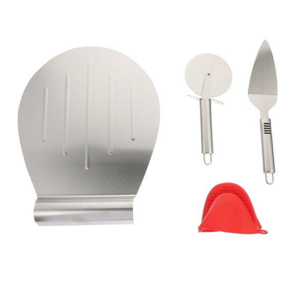 UPOUART Set of 4 Stainless Steel Pizza Peel Transfer Sliders with Ergonomic Handles for Baking and Cooking