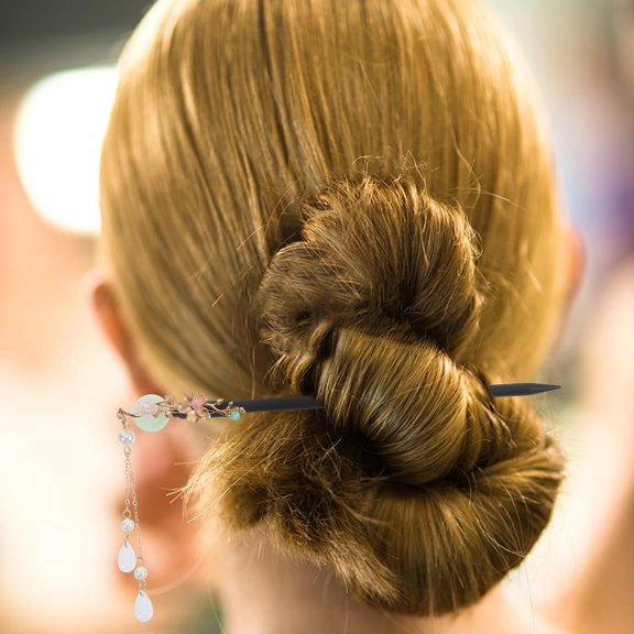 UPOUART 4Pcs Tassel Hairpin Chinese Wooden Hair Stick Retro Style for Long Hair Women