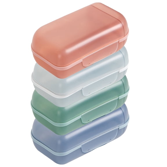 UPOUART 4Pcs Traveling Soap Box Rectangular Green PP TPR Bathroom Soap Holder