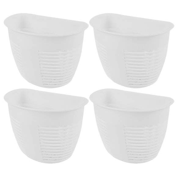 UPOUART 4Pcs White Plastic Bathroom Shower Basket Wall Mounted Storage Rack No Drill Installation