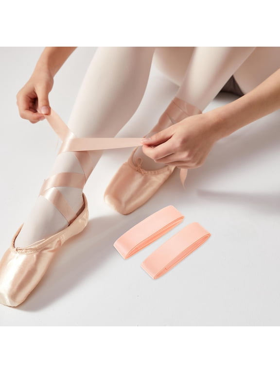 4Pcs Wide Satin Ballet Shoe Ribbons Pink Reusable Wraps for Pointe Shoes Accessories