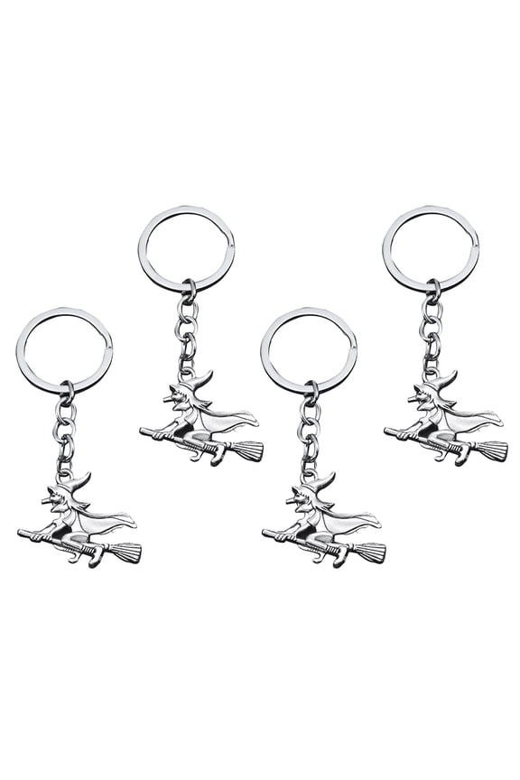4Pcs Wizard Broomstick Keychains Alloy Plated Key Rings Durable Bag Hanging Pendant