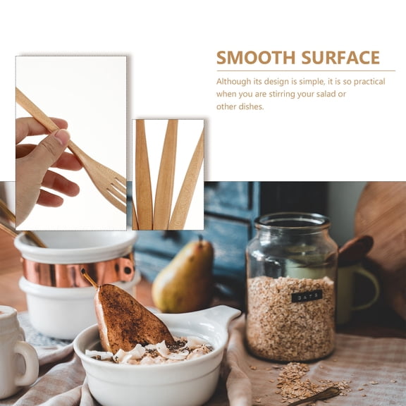 UPOUART Set of 4 Nanmu Wood Cooking Forks - Kitchen Utensils for Home and Restaurant Use, Simple and Elegant Design