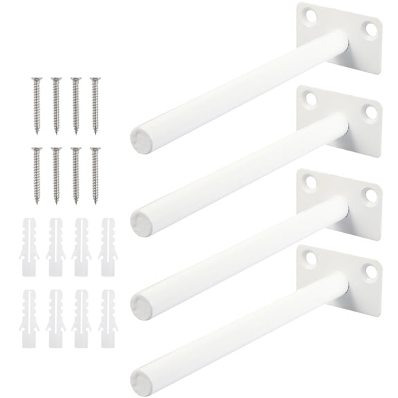 UPOUART 4 Sets White Invisible Floating Shelf Brackets with Strong Load Capacity for Wall Mounted Shelving