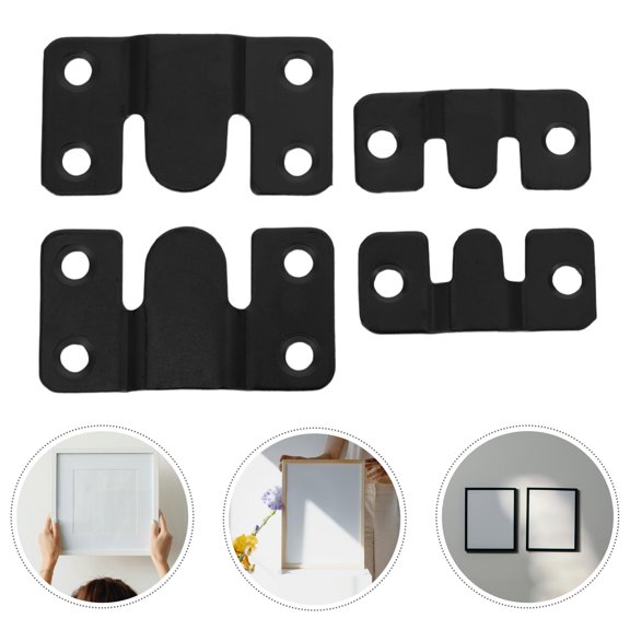 UPOUART 4-Pack Heavy Duty Black Picture Hanging Hooks, Galvanized Steel Wall Mount Hardware for Frames and Artwork
