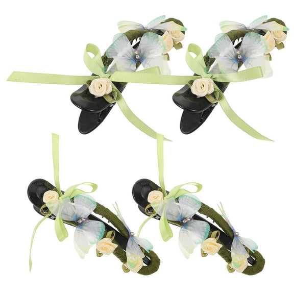 UPOUART 4pcs Decorative Hair Clips Vintage Green Plastic Hair Barrettes for Women Girls Outdoor Activities