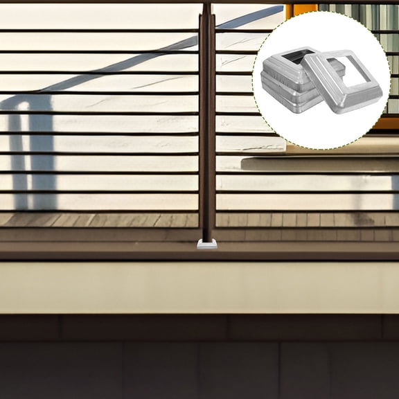 UPOUART 4pcs Post Base Cover Fence Post Skirt Cap Silver Steel for Stairs