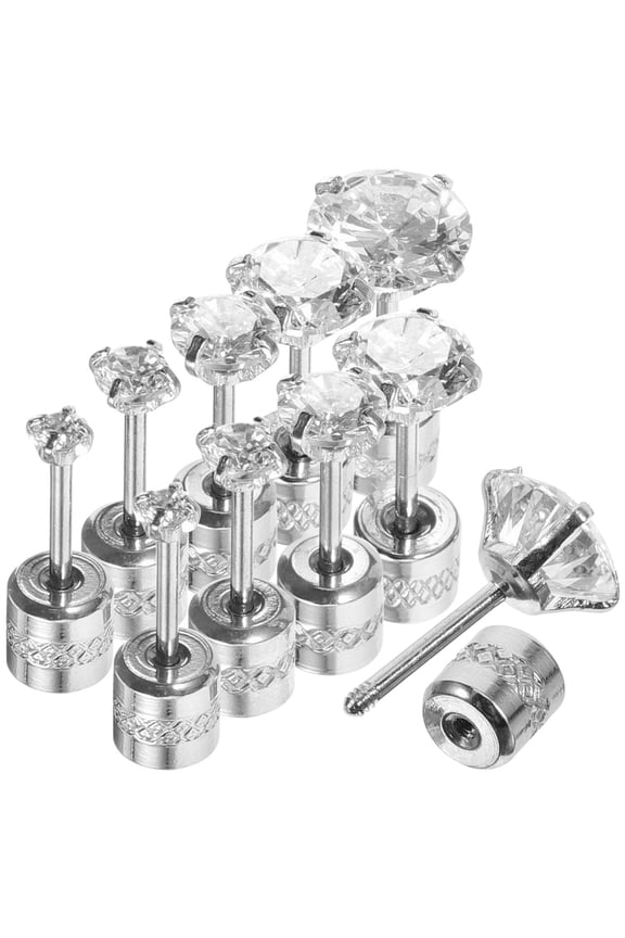 5 Pairs Aesthetic Metal Ear Studs with Screw Back for Summer Weddings