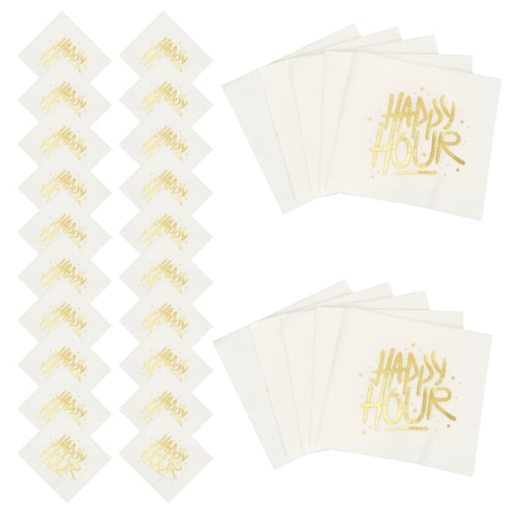 UPOUART Decorative Golden Paper Napkins with English Words for Parties