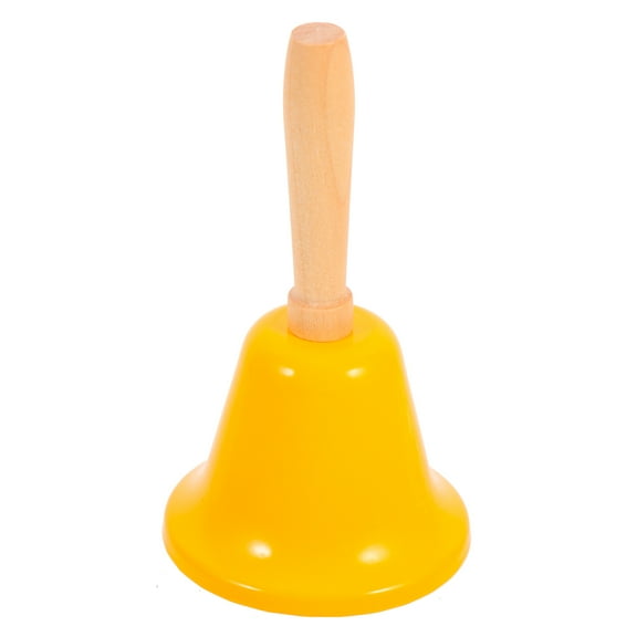 UPOUART Decorative Hand Held Call Bell Yellow Iron and Wood Simple Vintage Style