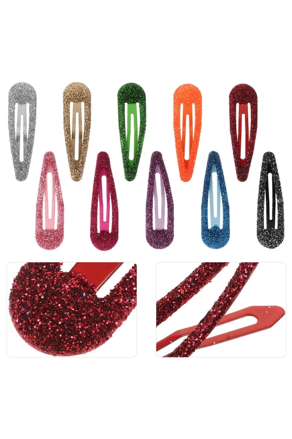 50Pcs Assorted Color Waterdrop Hair Clips Snap Style Metal Barrettes for Hair Styling