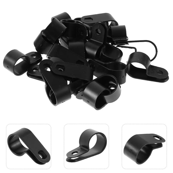 UPOUART 50Pcs Cable Clamps for Ethernet Coax TV Wire Management Black PVC Clips with Screw Hole