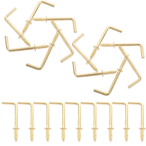 UPOUART 50Pcs L Shaped Screw Hooks Metal Self Tapping Hooks Rust Resistant for Home and Office