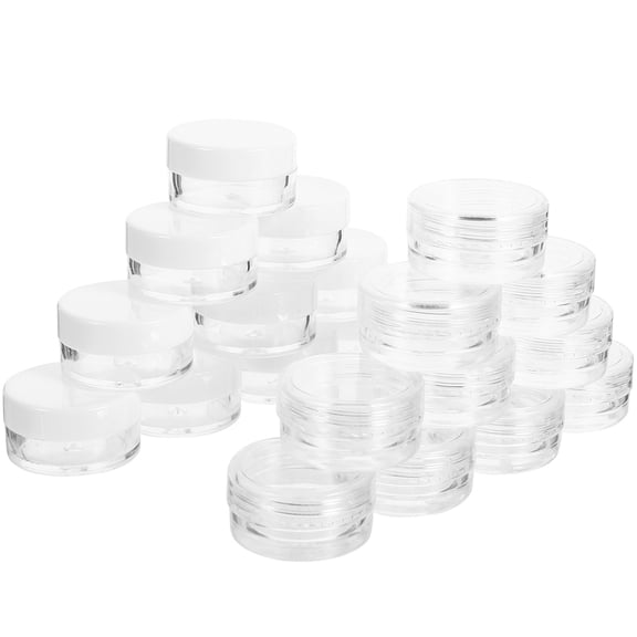 UPOUART 50 Pcs Portable Round Transparent Plastic Facial Cream Jars for Home Use and Cosmetics Storage