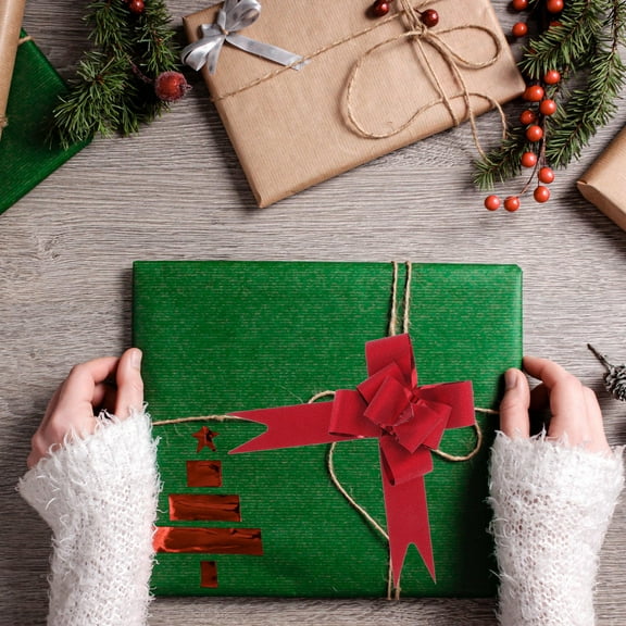 UPOUART 50 Pcs Red Pull Bows for Wrapping and Party Decor with 3D Texture Design