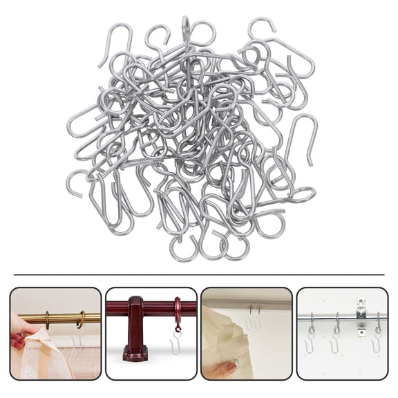 UPOUART 50Pcs Silver Steel Curtain Hangers for Ceiling Track Suitable for Home Office Use