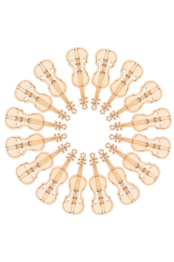 50pcs Realistic Wooden Violin Pendants Unfinished Cutouts for Jewelry Crafting and Accessories Making