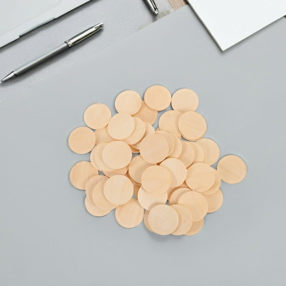 UPOUART 50-Pack Natural Khaki Wooden Tokens with Smooth Rounded Edges for Crafts, Projects, Games and Educational Activities