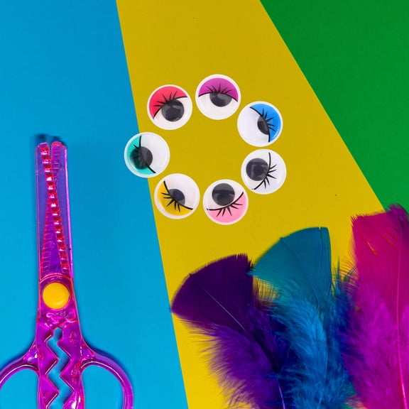 UPOUART 50pcs Colored Eyelashes for Craft Projects Multi Round Self Adhesive for Activities