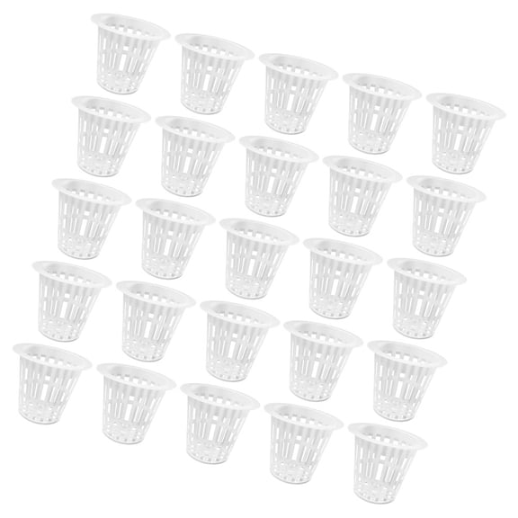 UPOUART 50pcs Slotted Mesh Net Cups White for Garden Root Fixation Hydroponics