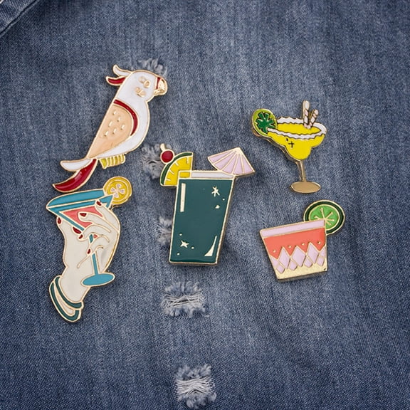 UPOUART Hawaiian Brooch Pin Set, 5-Piece Colorful Alloy Pins for Bags, Clothing, Accessories, Unisex Fashion Jewelry