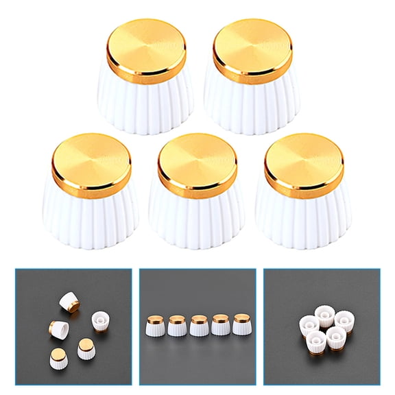 UPOUART 5Pcs Golden Round Guitar Knobs for Volume and Effect Control