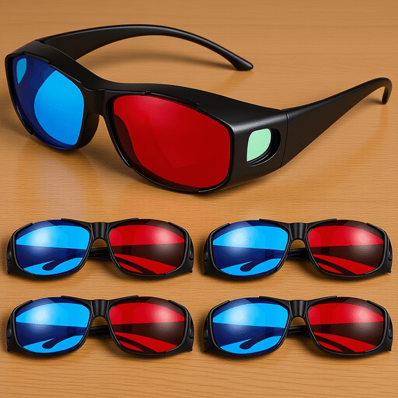 UPOUART 5Pcs Plastic 3D Glasses for Viewing with Red and Blue Anaglyph Lenses