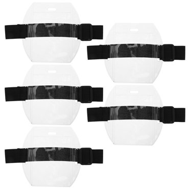 10-Pack Arm Band ID Badge Holders With Elastic Strap | Black | OnDepot | 4" X 2.5"