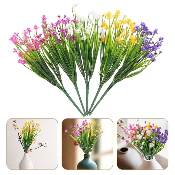 UPOUART Faux Flower Picks Fake Flowers for Outdoor Assorted Color Plastic 5Pcs