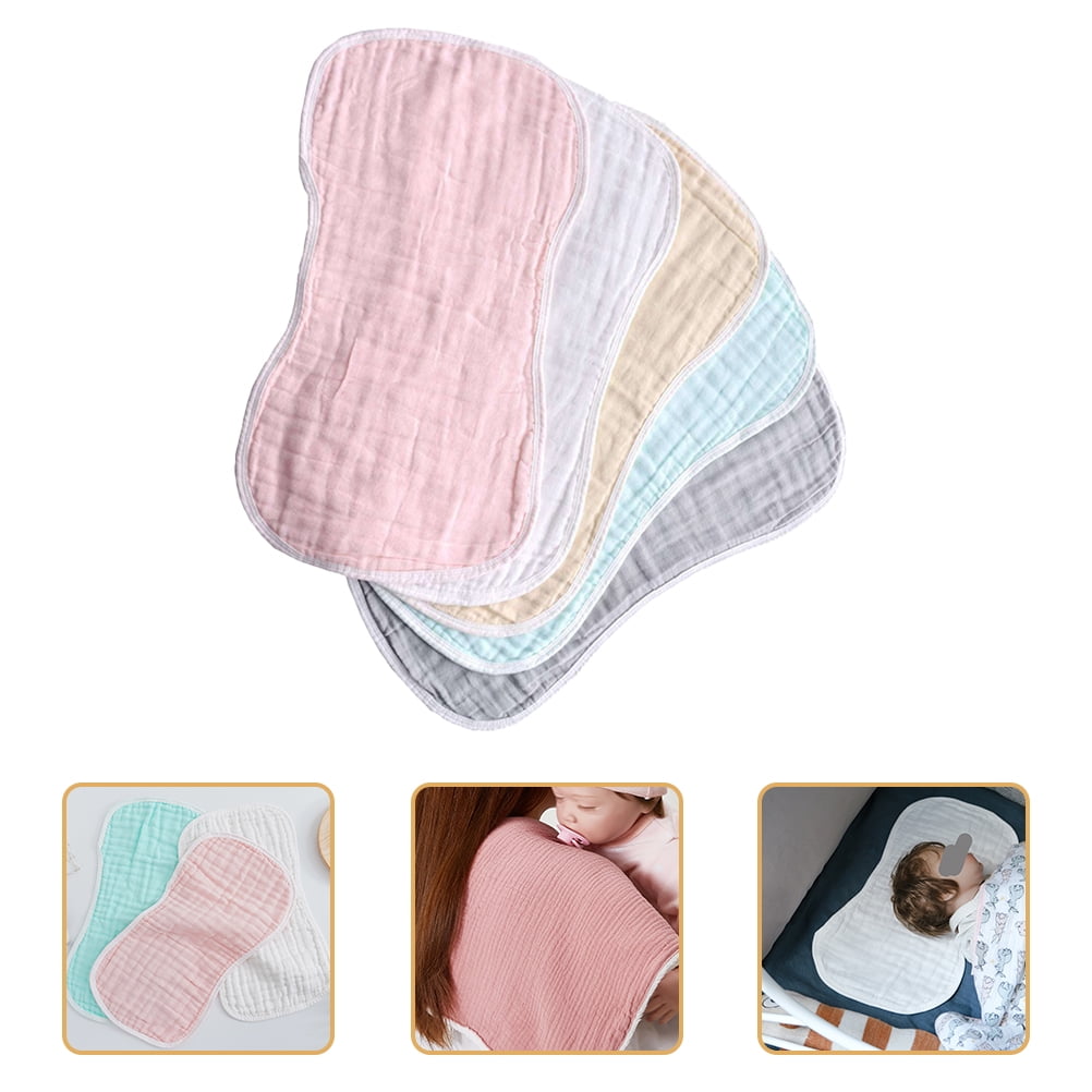 UPOUART 5-Pack Soft Cotton Baby Burp Cloths, Absorbent White Rags for Newborn Care and Indoor Use