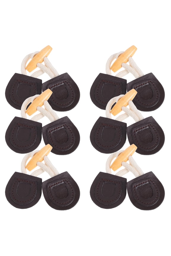 6 Pairs Sew-On Buckles for Clothing and Garments, Deep Coffee Color, Fasteners for Apparel