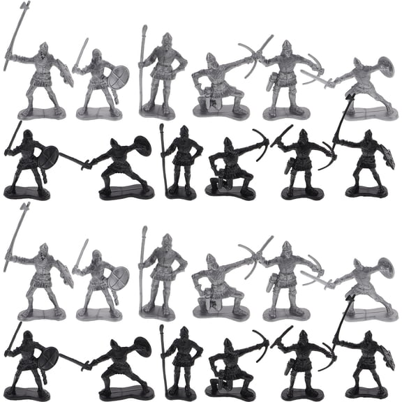 UPOUART 60Pcs Medieval Plastic Decor Set with Detailed Knight and Roman Warrior Models for Collectors